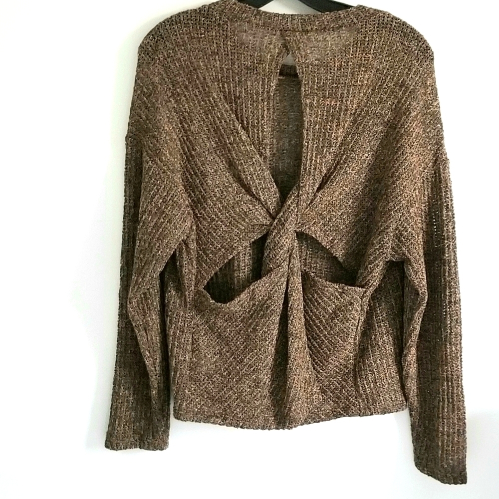 Statement Twisted Back Brown Fall sweater